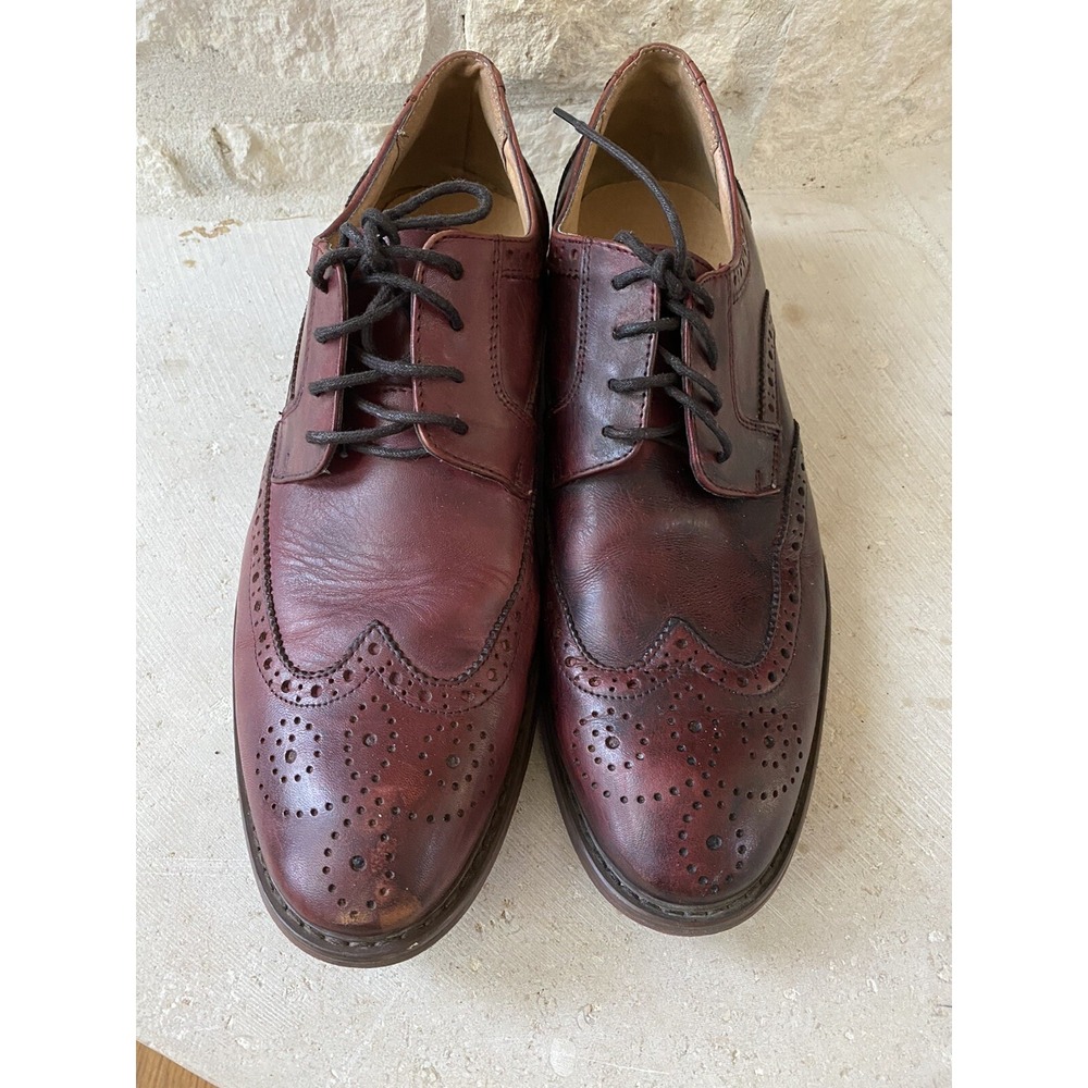 LA Milano Burgundy Genuine Leather Patina Collection Wing Tip Dress Shoes 9‎
